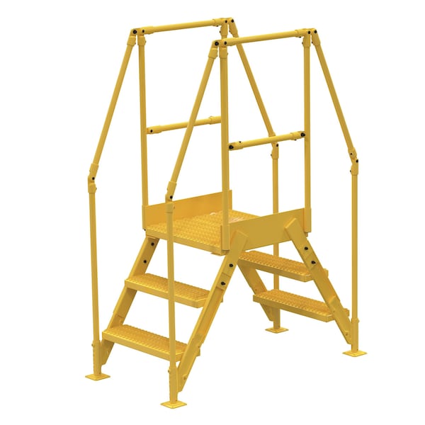 Vestil COL-3-26-14 3 Step Cross-Over Ladder 28"H x 14"W Yellow Powder Coat Steel