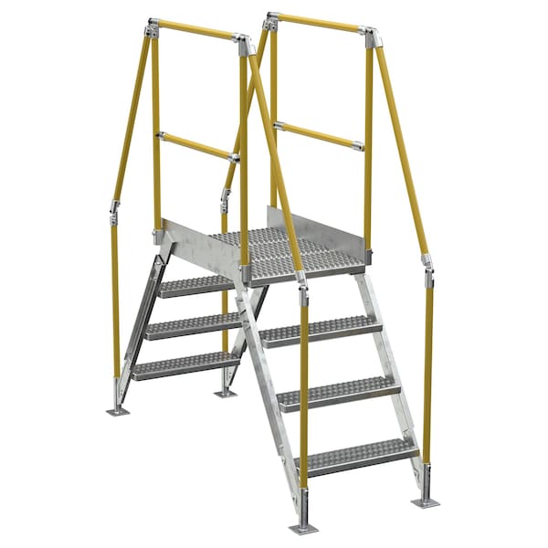 Vestil COL-4-36-23-HDG 4 Step Galvanized Steel Cross-Over Ladder 79"x82.15" 500lb Capacity