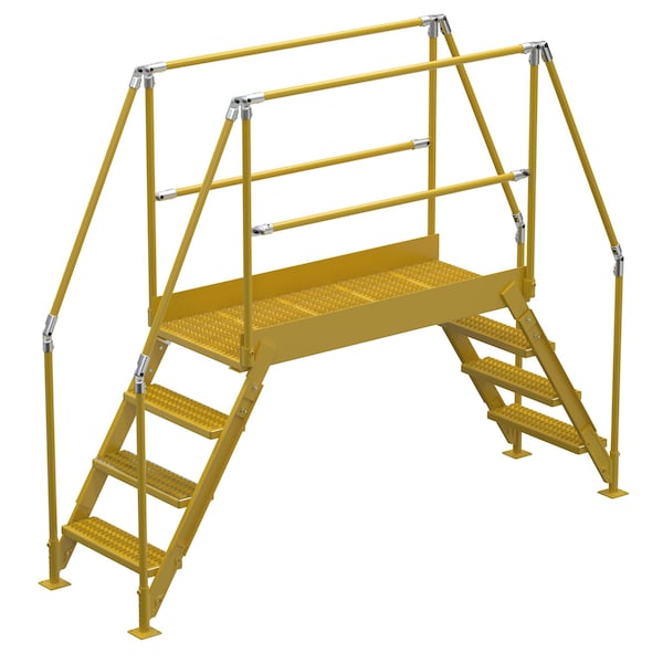Vestil COL-4-36-44 4 Step Cross-Over Ladder 38"H x 50"W Yellow Powder Coat Steel