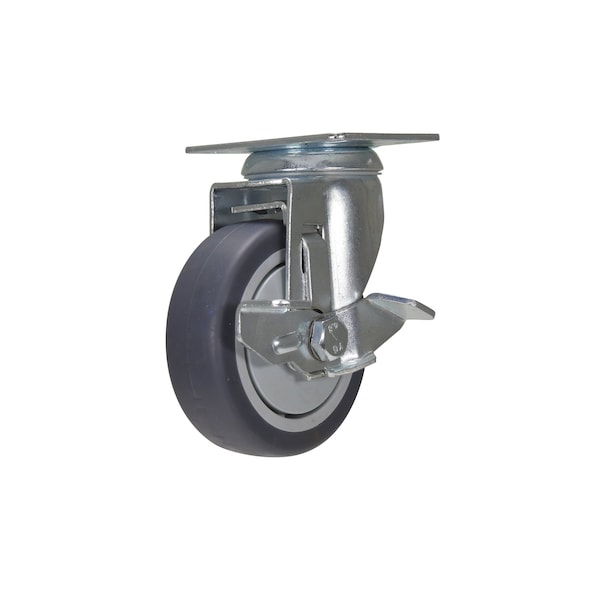 Vestil CST-B28-4X1TPR-SWB Dark Gray Swivel With Brake Thermoplastic Poly Rubber Caster 4 x 1 1/4