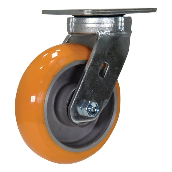 Vestil CST-F40-6X2SI-S Orange Premium Heavy Duty Swivel Polyurethane 6 x 2 Caster