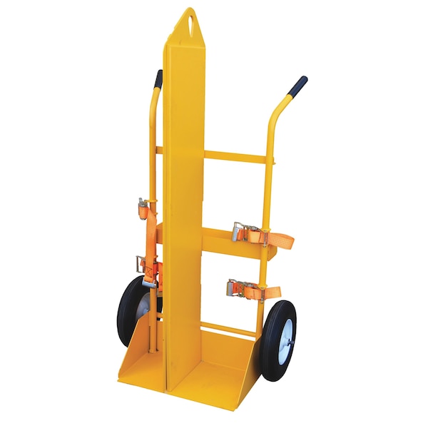 Vestil CYL-EH-FP-FF Steel Torch Cart-Lift Eye-Fire Proof with Foam Filled Wheels, 500 lb Capacity, Yellow