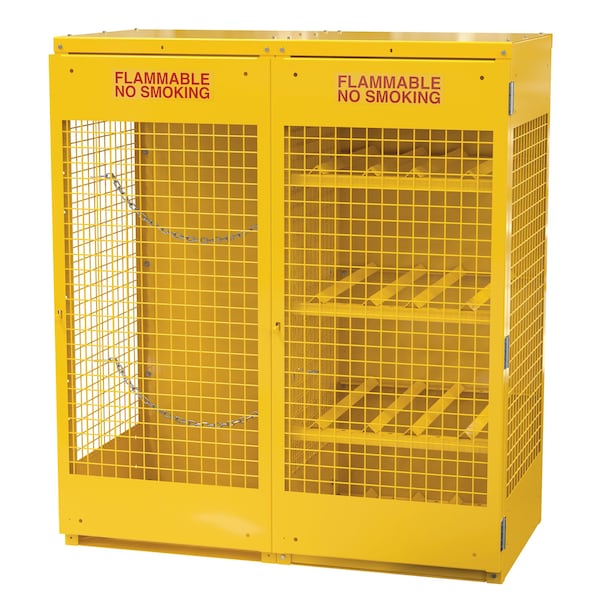 Vestil CYL-H8-V510-KD Yellow Cylinder Cabinet Horizontal & Vertical 8-10 Cylinder Knock Down