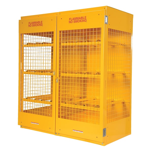 Vestil CYL-H-16 Yellow Cylinder Cabinet Horizontal 16 Cylinder Capacity