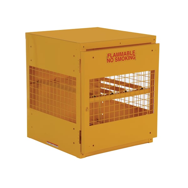 Vestil CYL-H-4 Yellow Cylinder Cabinet Horizontal 4 Cylinder Capacity