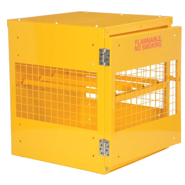 Vestil CYL-H-4-KD Yellow Cylinder Cabinet Horizontal 4 Cylinder Capacity Knock Down
