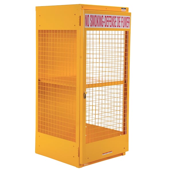 Vestil CYL-LP-8-CA Yellow Steel Cylinder Storage Cabinet 8 Cylinder Capacity