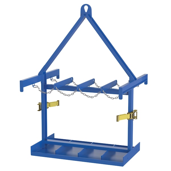 Vestil CYL-P-8-LUG Blue 8 Cylinder Caddy with Overhead Lifting Assembly 800 lb Capacity