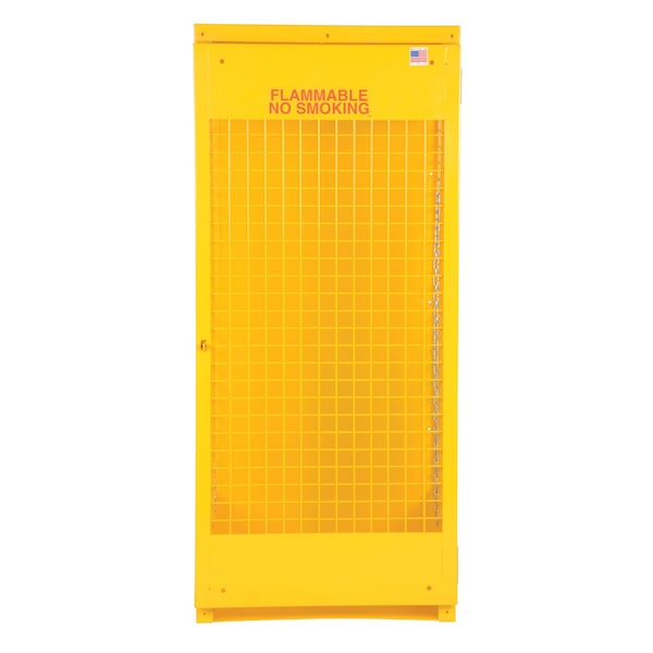 Vestil CYL-V-510-KD Vertical Cylinder Storage Cabinet 5-10 Cylinder Capacity Yellow
