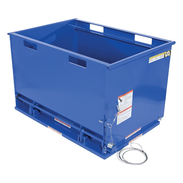 Vestil DBH-100-3 Steel Drop Bottom Hopper 1 Cubic Yard, 3,000 Cap Blue