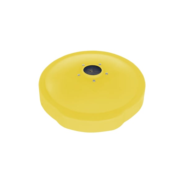 Vestil DC-P-55-CANF-UF-YL 55 Gal Trash Can Lid, Yellow, Low Density Polyethylene (LDPE), 24.625 in W/Dia
