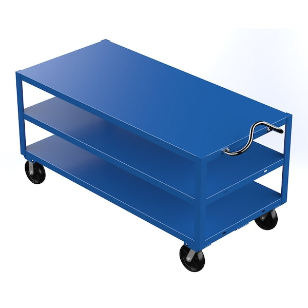 Vestil DH-PH4-3472-3 Heavy Duty Ergo Handle Cart, Steel, 4000 lb Load Capacity, 3 Shelves, 72" L, 34" W