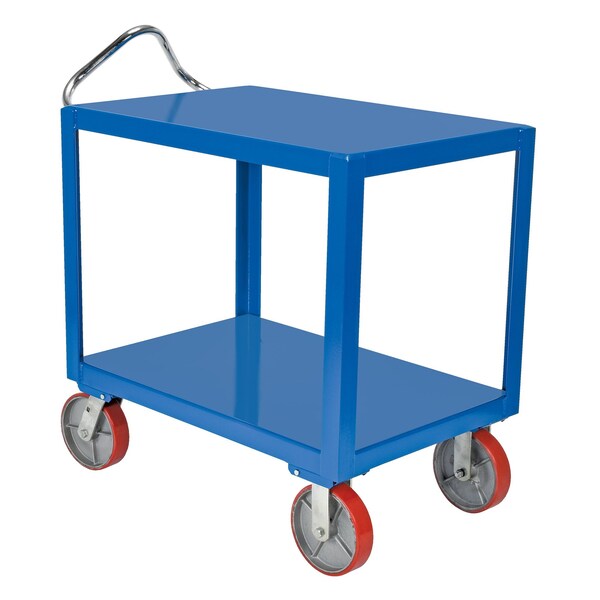 Vestil DH-PU2.4-2436 Ergo Handle Cart, Steel, 4000 lb Load Capacity, 2 Shelves, 24.5" W