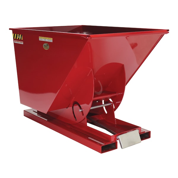 Vestil D-100-LD-SR Light Duty Self-Dumping Hopper 1 Cubic Yard 2000 lb Red