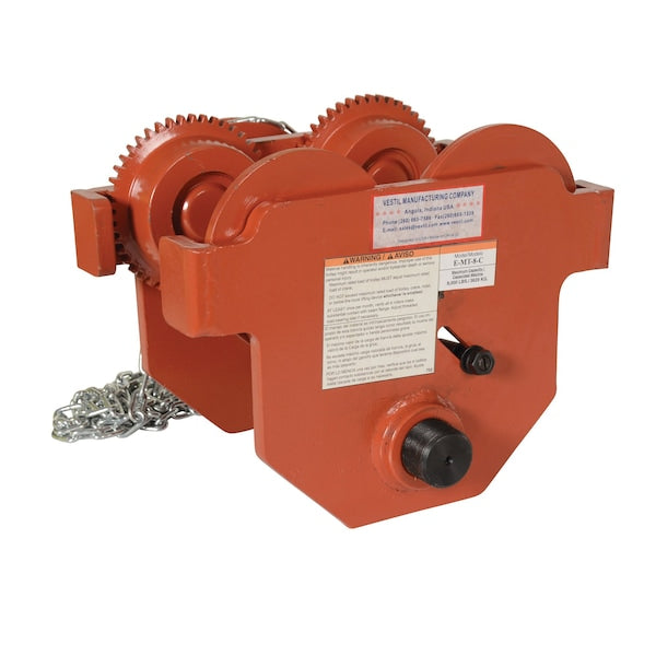 Vestil E-MT-8-C Low Profile Eye Manual Trolley - Geared