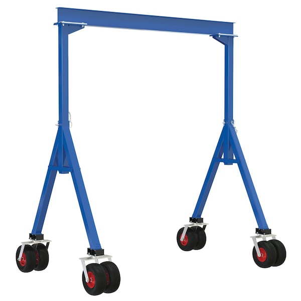 Vestil FHS-4-10-PNU Steel Fixed Height Gantry Crane with Pneumatic Rubber Casters 10 Ft. 4000 Lb. Capacity Blue