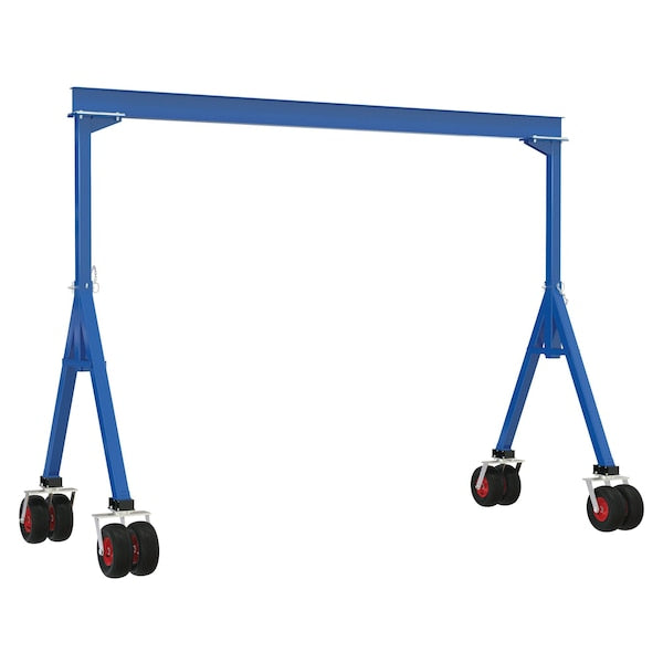Vestil FHS-4-15-PNU Steel Fixed Height Gantry Crane with Pneumatic Rubber Casters 15 Ft. 4000 Lb. Capacity Blue
