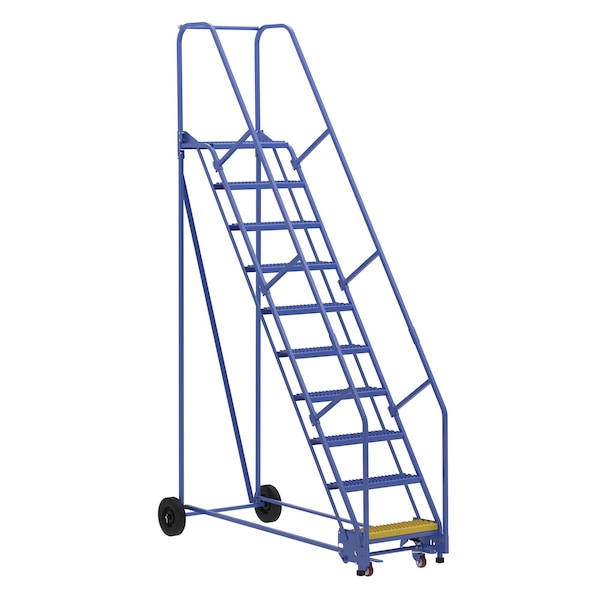Vestil LAD-10-14-G 130 H Steel Warehouse Ladder, 58 deg Grip, 10 Step, 14", 10 in Steps