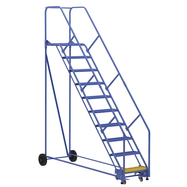 Vestil LAD-10-21-G-EZ 130 H Steel Warehouse Ladder, 50 deg Grip, 10 Step, 21", 10 in Steps
