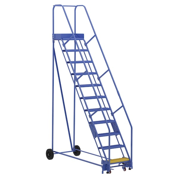 Vestil LAD-11-14-G 140 H Steel Warehouse Ladder, 58 deg Grip, 11 Step, 14", 11 Steps
