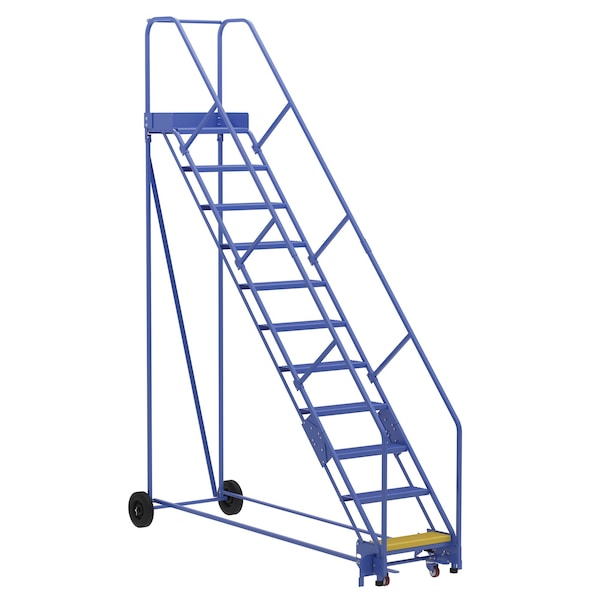 Vestil LAD-11-14-P-EZ 140 H Steel Warehouse Ladder, 50 deg Perf, 11 Step, 14", 11 Steps