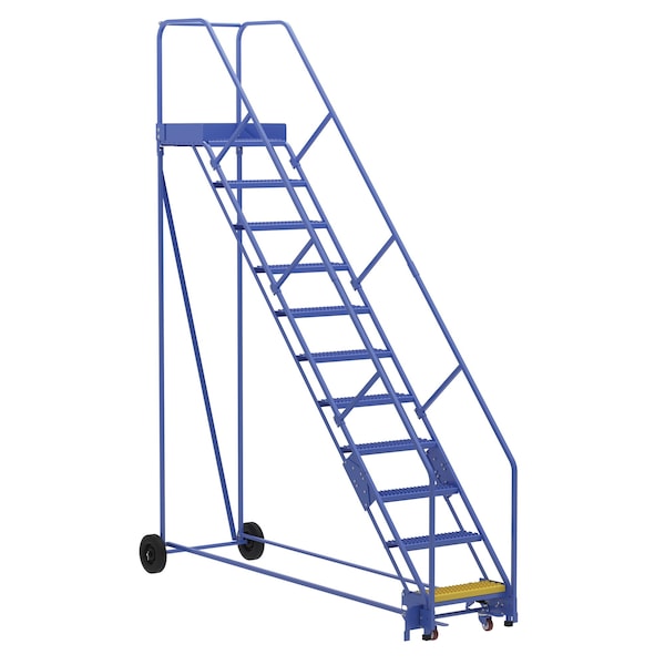 Vestil LAD-11-21-G-EZ 140 H Steel Warehouse Ladder, 50 deg Grip, 11 Step, 21", 11 Steps