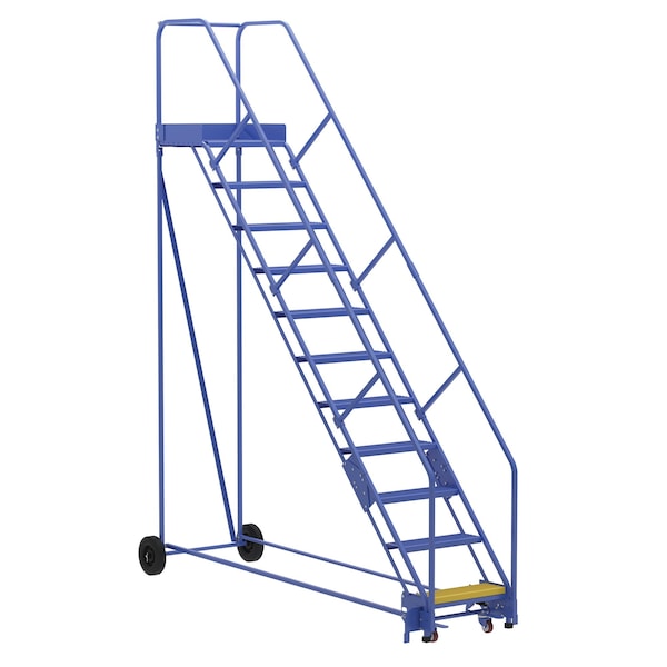 Vestil LAD-11-21-P-EZ 140 H Steel Warehouse Ladder, 50 deg Perf, 11 Step, 21", 11 Steps