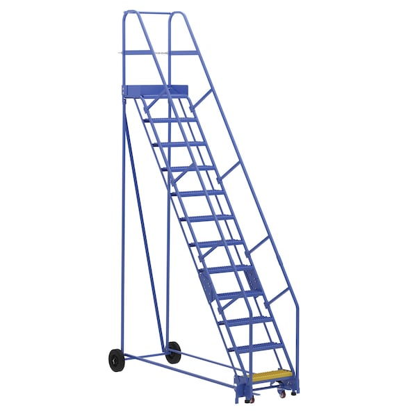 Vestil LAD-12-14-G 156 H Steel Warehouse Ladder, 58 deg Grip, 12 Step, 14", 12 Steps