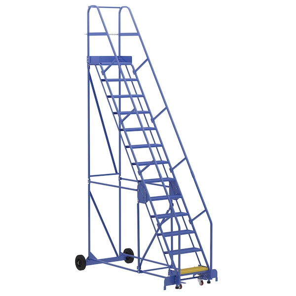 Vestil LAD-13-14-P 166 H Steel Warehouse Ladder, 58 deg Perf, 13 Step, 14", 13 Steps