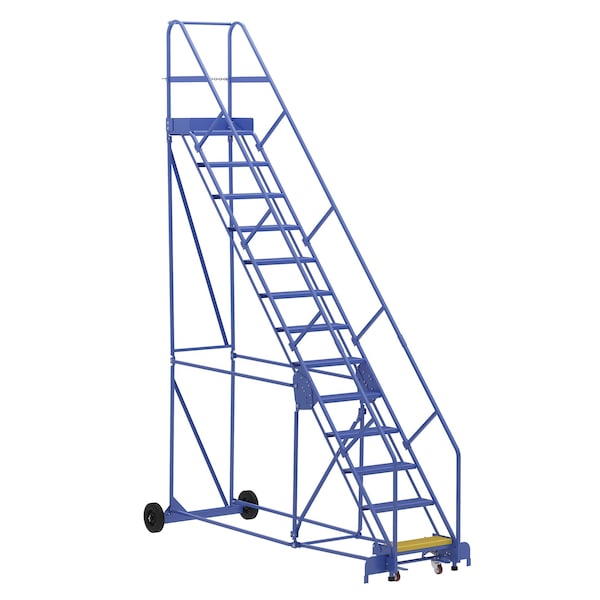 Vestil LAD-13-14-P-EZ 166 H Steel Warehouse Ladder, 50 deg Perf, 13 Step, 14", 13 Steps