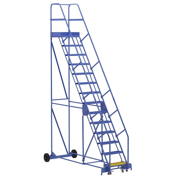 Vestil LAD-14-21-G 176 H Steel Warehouse Ladder, 58 deg Grip, 14 Step, 21", 14 Steps