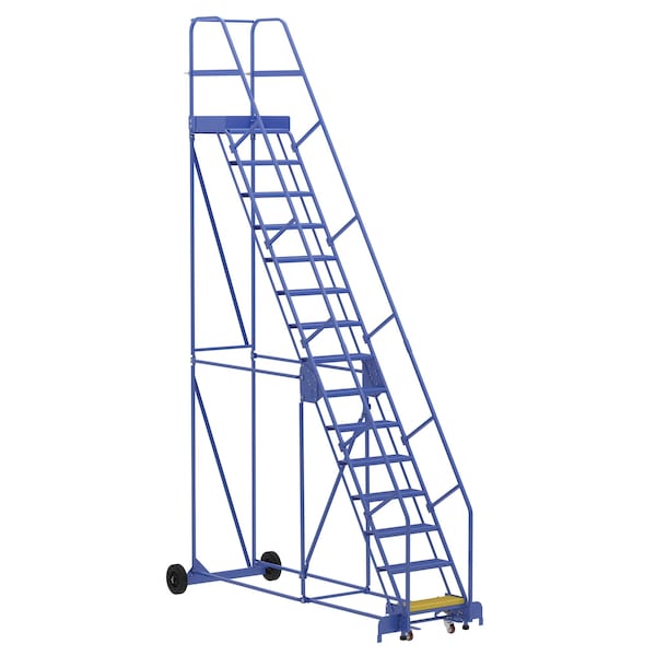 Vestil LAD-15-21-P 186 H Steel Warehouse Ladder, 58 deg Perf, 15 Step, 21", 15 Steps