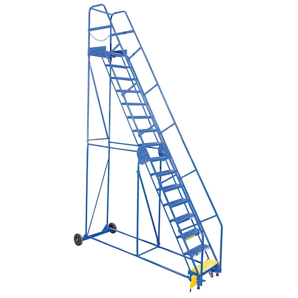 Vestil LAD-16-21-G 196 H Steel Warehouse Ladder, 58 deg Grip, 16 Step, 21", 16 Steps