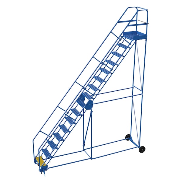 Vestil LAD-16-21-G-EZ 196 H Steel Warehouse Ladder, 50 deg Grip, 16 Step, 21", 16 Steps