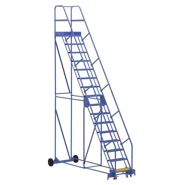 Vestil LAD-16-21-P 196 H Steel Warehouse Ladder, 58 deg Perf, 16 Step, 21", 16 Steps