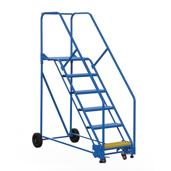 Vestil LAD-6-21-G-EZ 90 H Steel Warehouse Ladder, 50 deg Grip, 6 Step, 21", 6 Steps