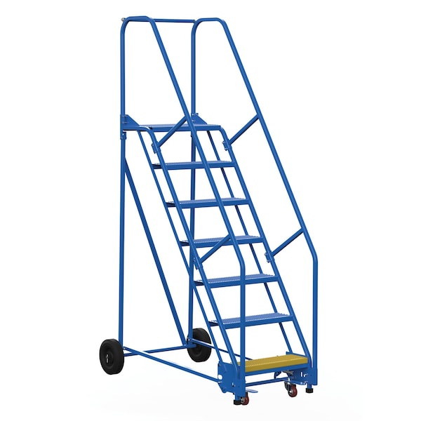 Vestil LAD-7-14-P 100 H Steel Warehouse Ladder, 58 deg Perf, 7 Step, 14", 7 in Steps