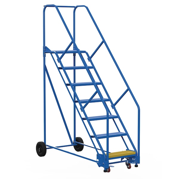 Vestil LAD-7-14-P-EZ 100 H Steel Warehouse Ladder, 50 deg Perf, 7 Step, 14", 7 in Steps
