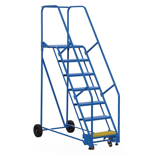 Vestil LAD-7-21-G 100 H Steel Warehouse Ladder, 58 deg Grip, 7 Step, 21", 7 in Steps