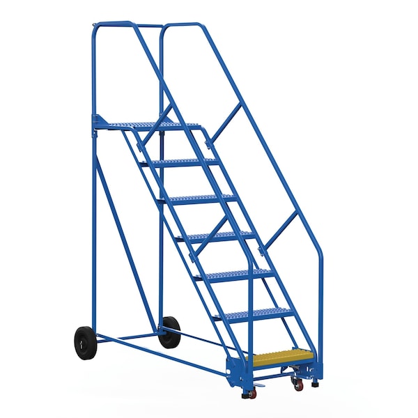 Vestil LAD-7-21-G-EZ 100 H Steel Warehouse Ladder, 50 deg Grip, 7 Step, 21", 7 in Steps