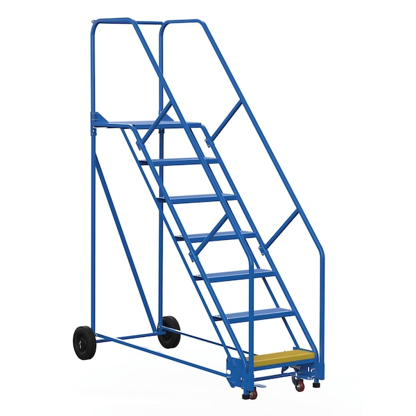 Vestil LAD-7-21-P-EZ 100 H Steel Warehouse Ladder, 50 deg Perf, 7 Step, 21", 7 in Steps