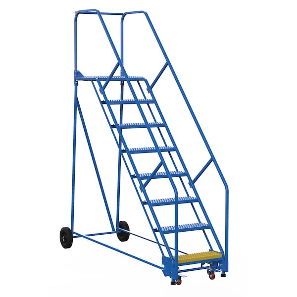 Vestil LAD-8-21-G-EZ 110 H Steel Warehouse Ladder, 50 deg. Grip, 8 Step, 21", 8 Steps