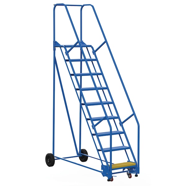 Vestil LAD-9-14-P 120 H Steel Warehouse Ladder, 58 deg. Perf, 9 Step, 14", 9 Steps