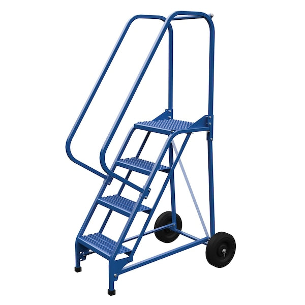 Vestil LAD-RAF-4-G 70 H Steel Roll A Fold Ladder, 58 deg., Grip, 4 Step, 4 Steps