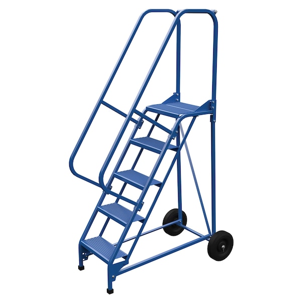 Vestil LAD-RAF-5-P 80 H Steel Roll A Fold Ladder, 58 deg., Perf, 5 Step, 5 Steps