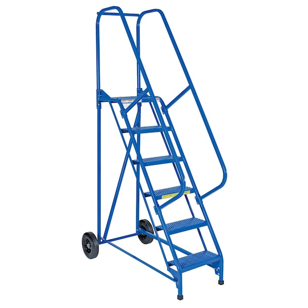 Vestil LAD-RAF-6-P 90 H Steel Roll A Fold Ladder, 58 deg., Perf, 6 Step, 6 Steps