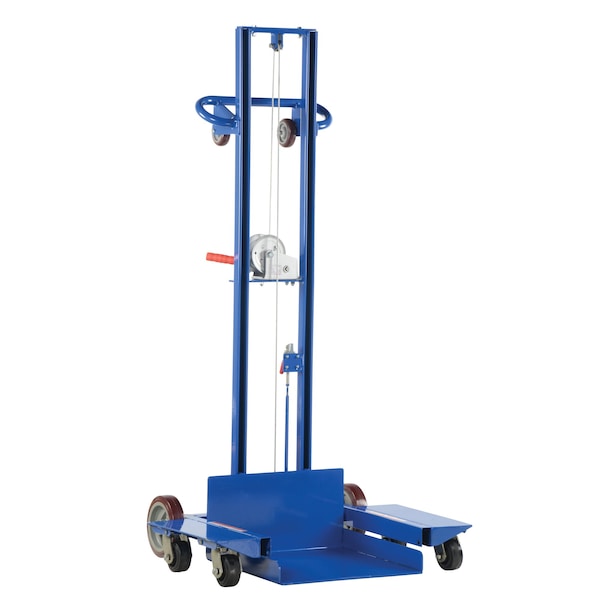 Vestil LLPW-500-4SFL Steel Low Profile Lite Load Lift w/Winch, Swivel Casters, and Manual Floor Lock