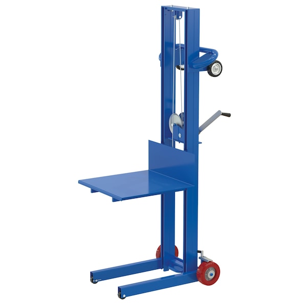 Vestil LLW-202058-FWWL Steel Lite Load Lift w/Winch, Fixed Wheels/Wheel Lock 20 In. x 20 In. Platform 400 lb Blue