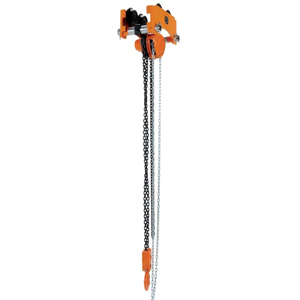 Vestil LOW-6P Low Headroom Chain Hoist Trolley Push, 6K
