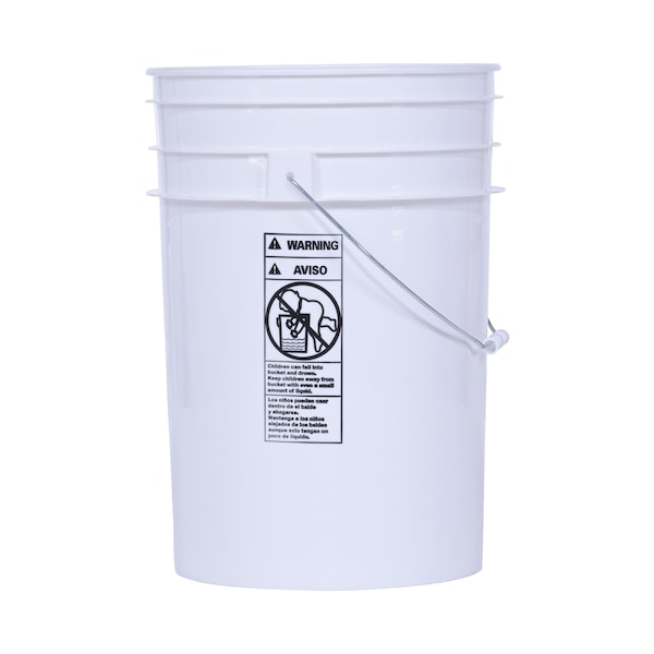 Vestil PAIL-6-PWS 6 Gal Open Head Pail with Steel Handle, White